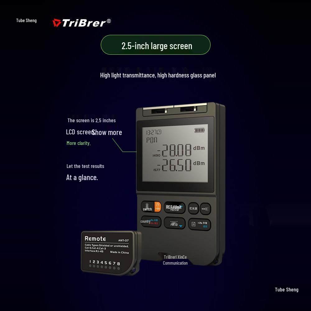 TriBrer XinCe Optical Power Meter with Red Light and Same Screen Display for 1490/1577 Wavelengths.