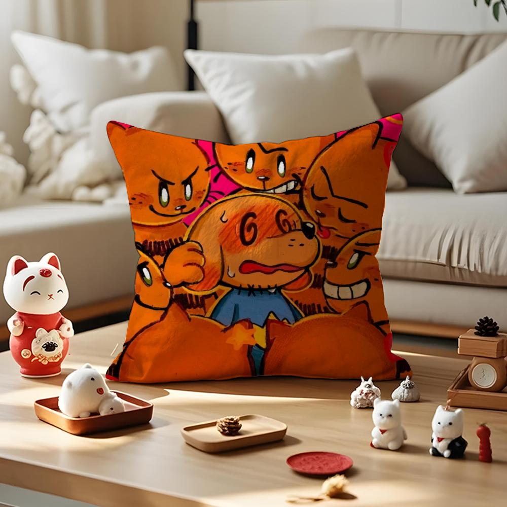 DOG MAN Anime Cushion Cover Anti-dustmite Pillowcase Invisible Zipper Silky Short Plush Sofa Cushion Cover