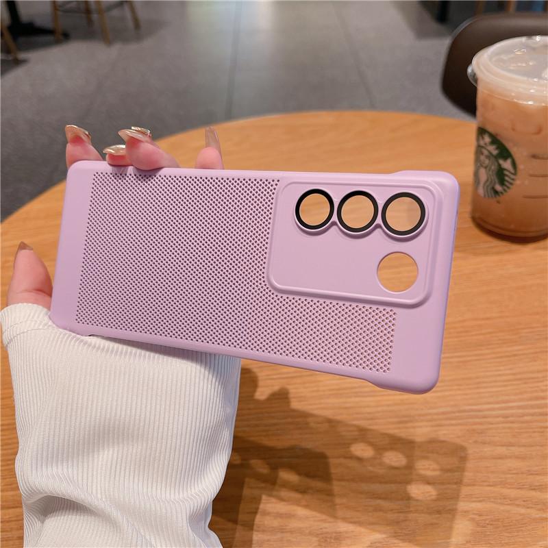 Frameless Heat Dissipation Case With Lens Film For Vivo S18 S17 S17t S16 Pro Breathable Cooling Grid Hard PC Cover Back Shell Protector