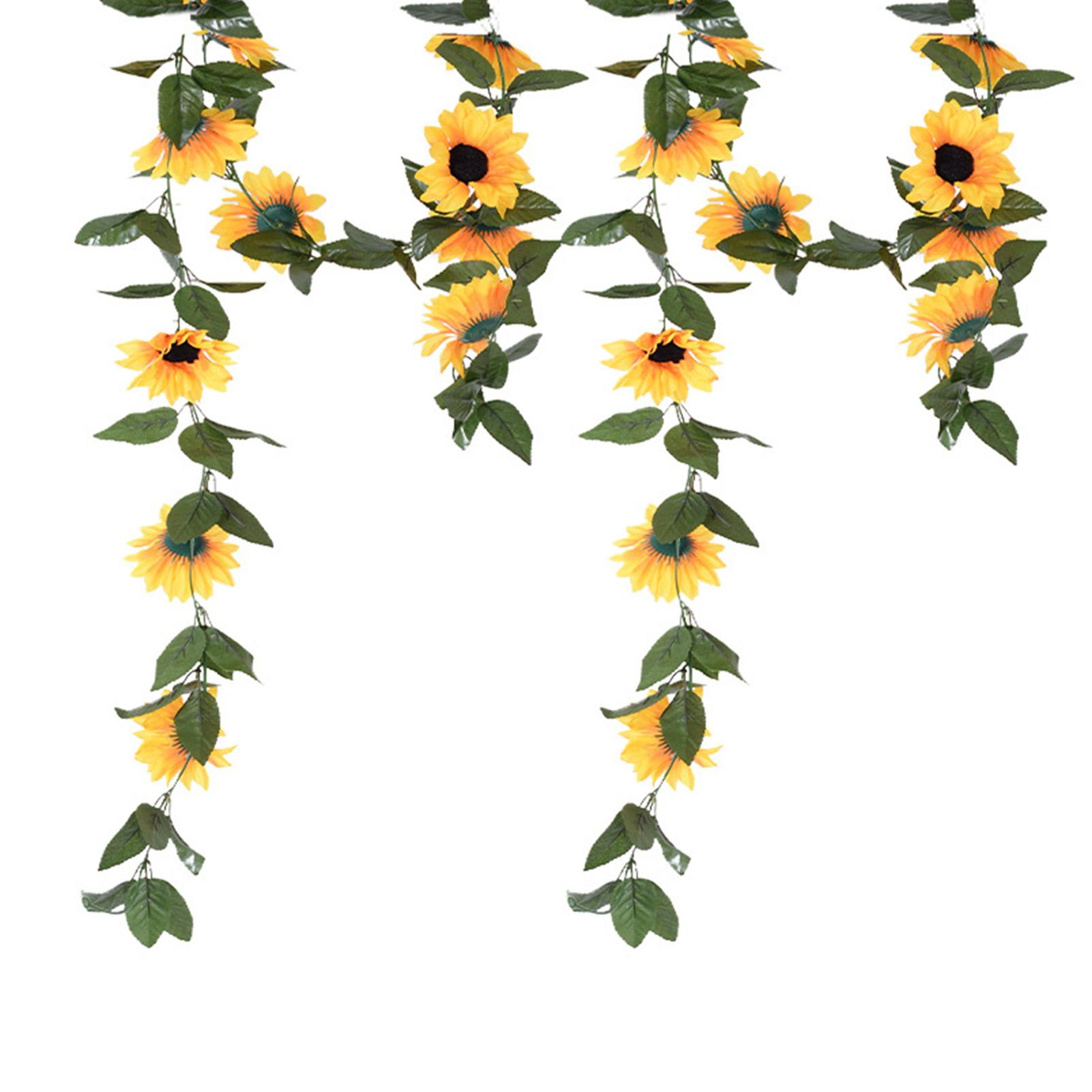 

Искусственные подсолнухи, лианы, длина 200 см, реалистичные детали, яркие цвета, гирлянда из подсолнухов для вечеринок, садов, заборов