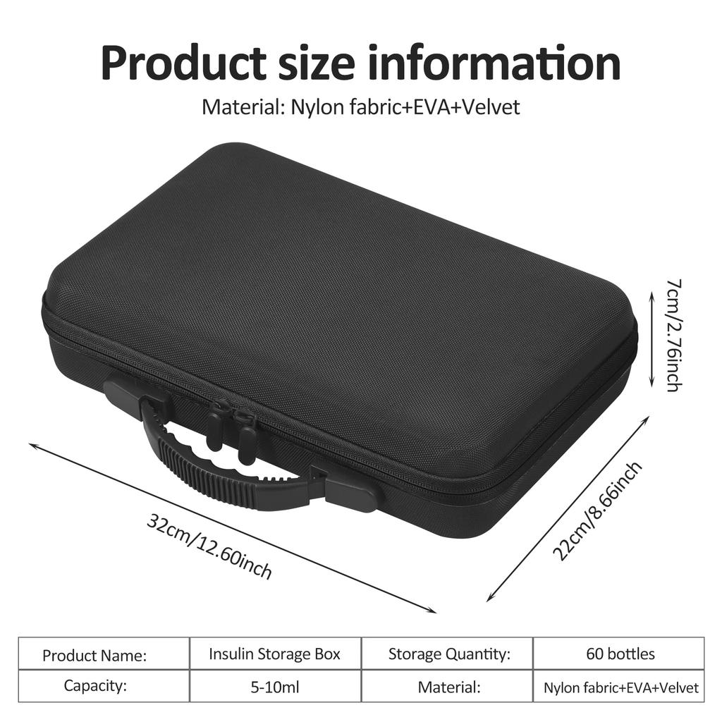 Portable Insulin Cooling Storage Box 60 Slot Insulin Vial Protector Case Suitable for Standard 5-10ml Vial Medicine Organizer
