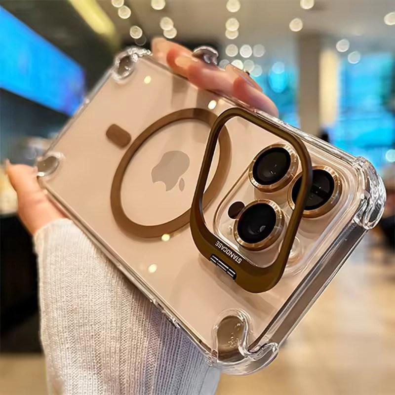 Huse de Telefon Magnetice de Lux Rezistente la Șocuri Pentru iPhone17 16 15 14 13 12 Pro Max Plus 11 Pentru Magsafe Cu Protecție Obiectiv din Sticlă Husă cu Suport