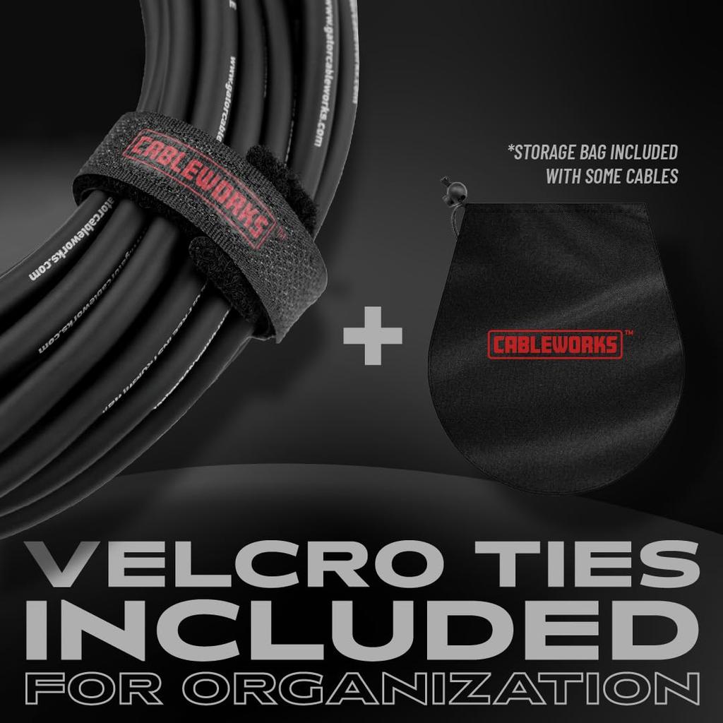 Cableworks by Gator Cases Headliner Series Shielded Cable for with Mute Switch Guitar/Bass (30ft S/S) (GCWH-INS-30QT)