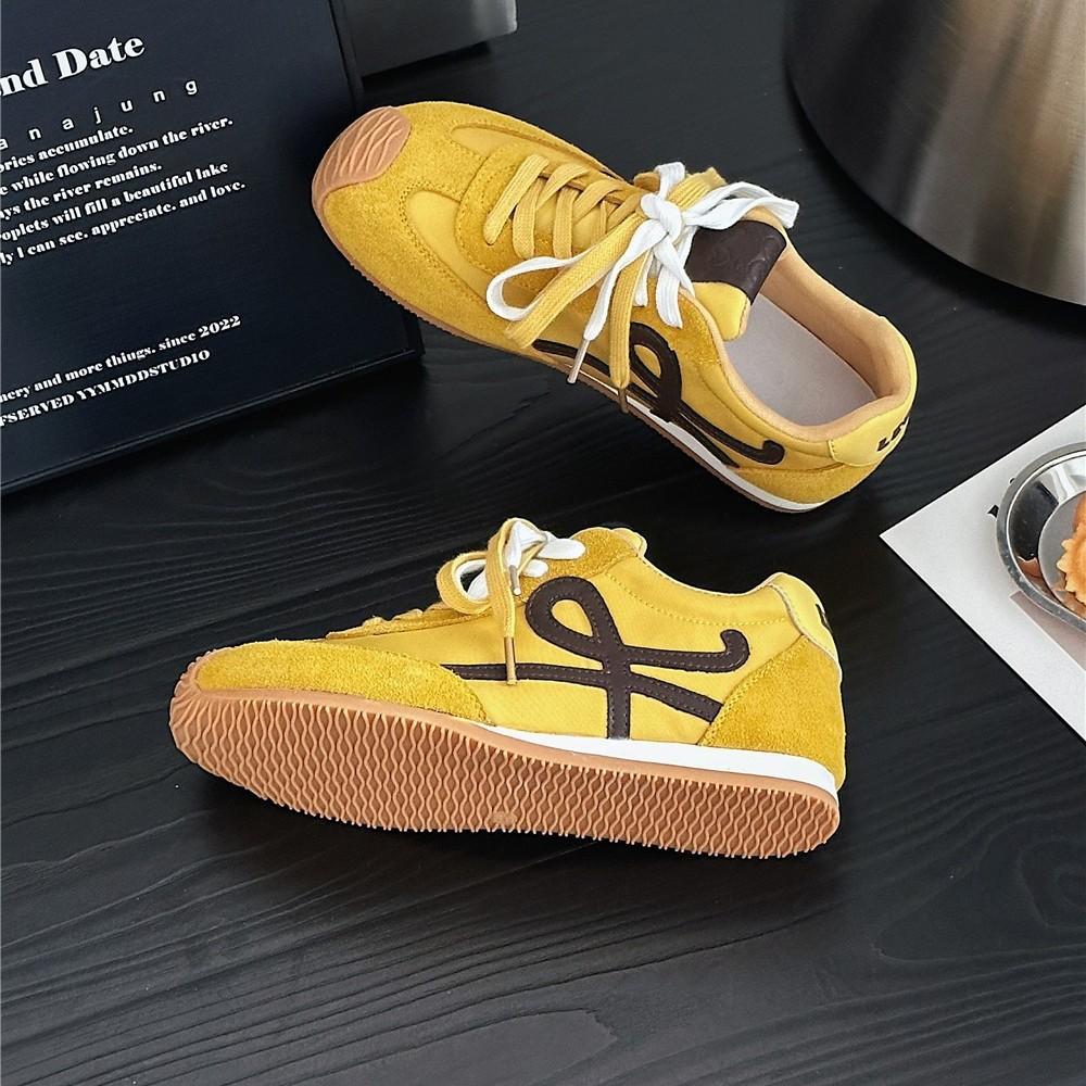 Yang Mi soft-soled women's spring color matching lace-up thick-soled casual sports shoes