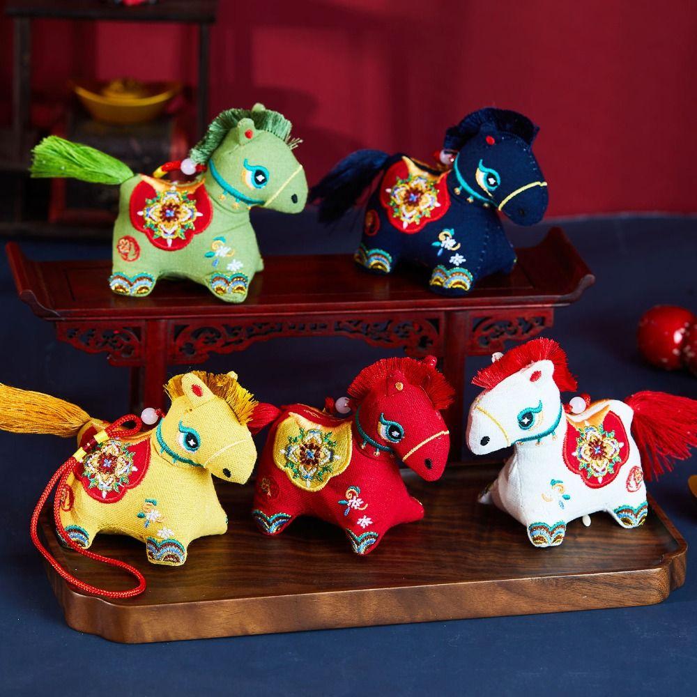 High-end Red Embroidery Mascot Pony Pendant Horse Cartoon Zodiac Horse Sachet Chinese Style New Year Gift Pony Car Pendant