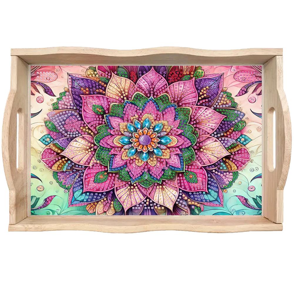 Drewniany Koliber 5D DIY Malowanie Diamentami Taca Do Serwowania Prostokątna Diamentowa Dekoracyjna Taca Do Serwowania na Biurko Stolik Kawowy