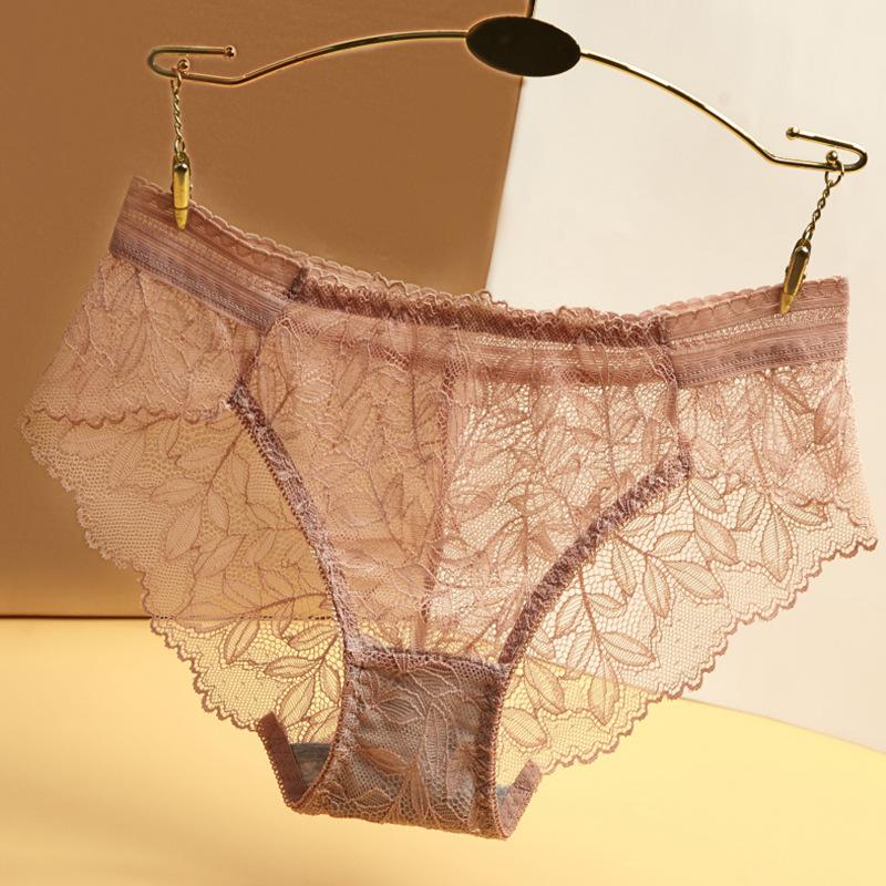 Transparent Lace Sexy Women's Underwear with No Trace Low Waist Breathable Triangle Pants for Women