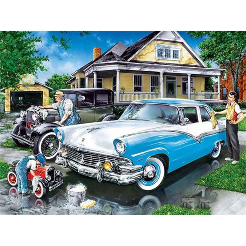 Full Round Drill 5D Diy Diamond Painting Car Scenery 3D Embroidery Cross Stitch Home Decoration