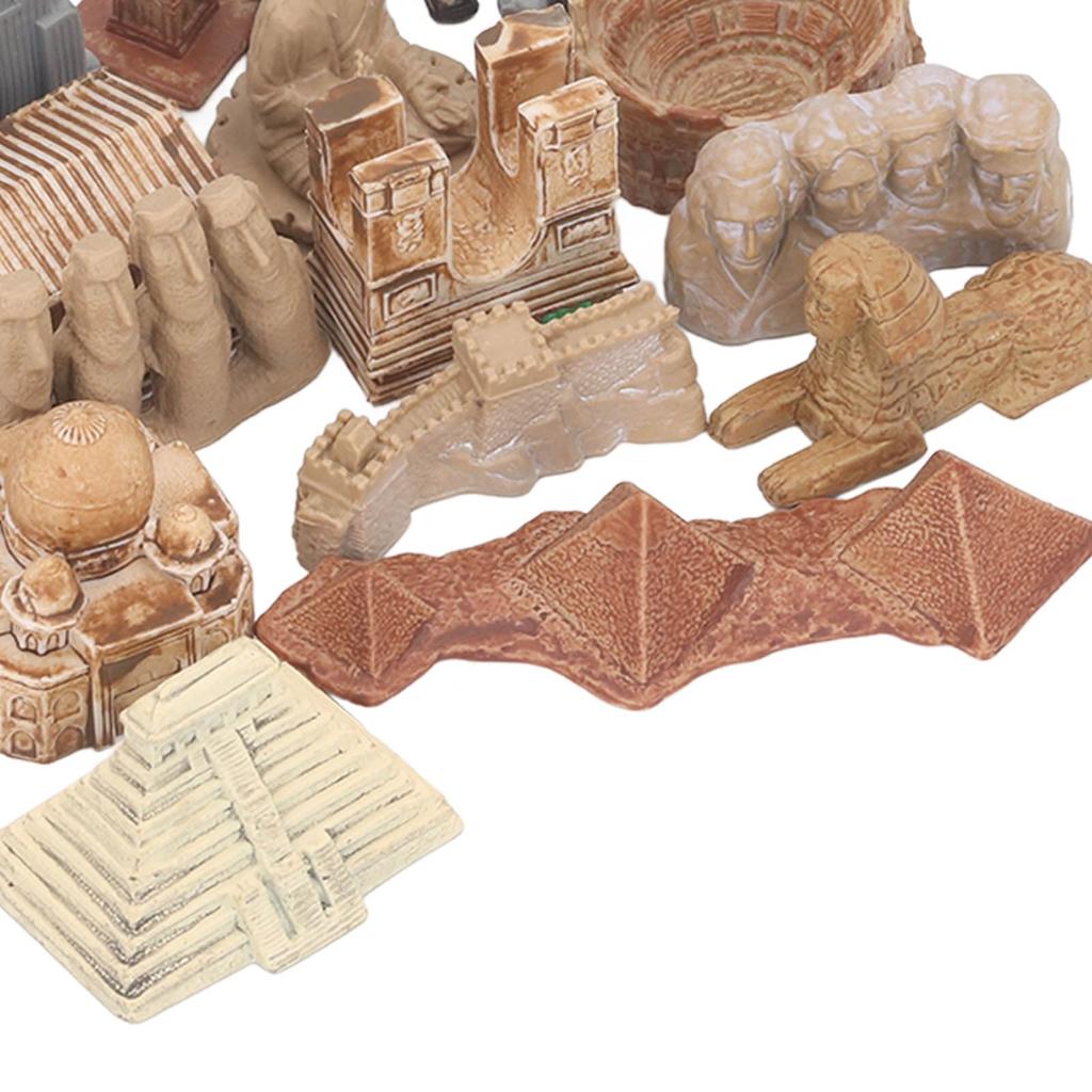 KIMISS 17-Piece World Ancient Architecture Miniature Set - Exquisite Small Building Collection for Egyptian Pyramid Model Kit, Perfect for Interior
