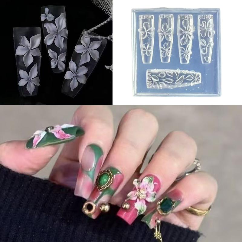 Silicone Nail Carving Mold Flower 3D Acrylic Nail Art Decorations Stamping Plates Diy Manicure Nail Accessories Tools