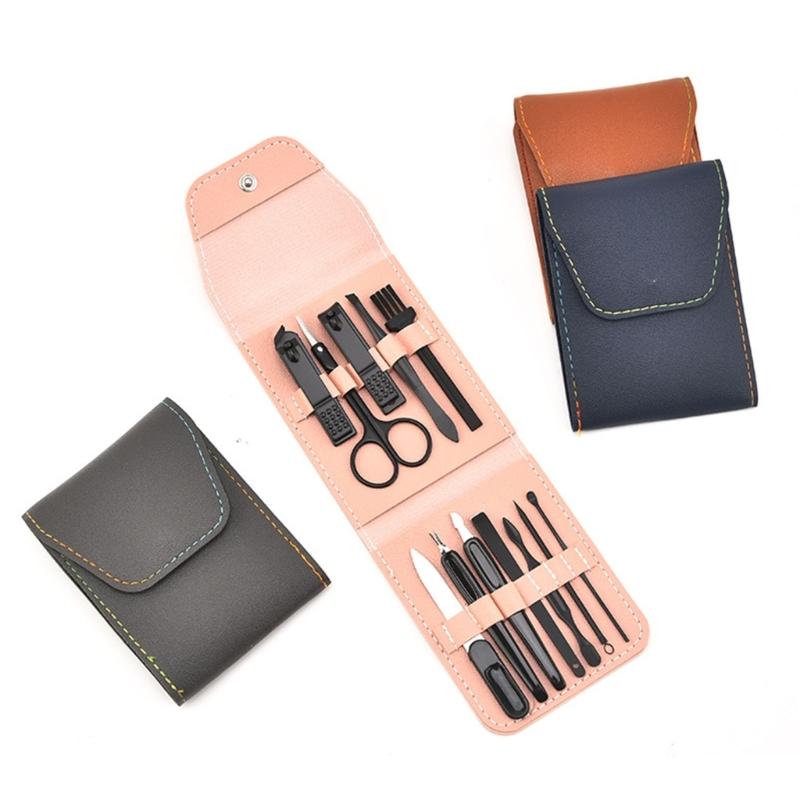 Portable Pieces Stainless 12 Steel Nail Care Kit For Men And Women With Pu Travel Pouch Manicure Pedicure Accessories