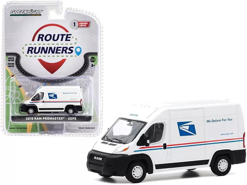 

Greenlight 1/64 Ram Promaster 2500 Cargo High Roof 2019 USPS United States Postal Service белый