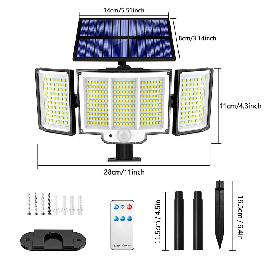 

3500LM Outdoor Solar Garden Light 2in1 Wall and Ground Lamp with Motion Sensor Remote Control IP65 Waterproof 348LED Solar Light