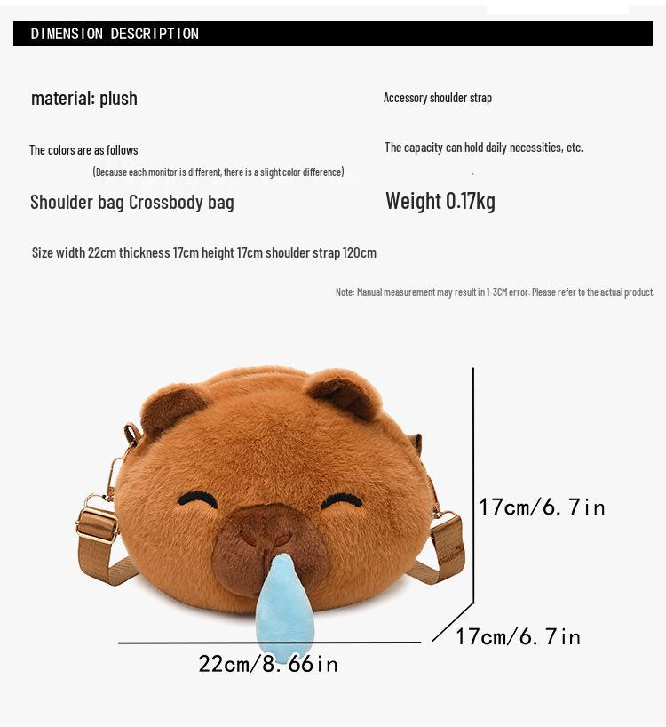 2025 Creative Cute Cartoon Plush Crossbody Doll Bag – Soft, Retractable, Round Shoulder Bag