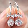 Elegant Silver Color Bowknot Clear Zircon Drop Earrings for Women Daily Wear and Party