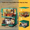Creative Coffee  Building Blocks Set with Mini Figures, 1228 PCS Detailed Modular Coffee House Kit