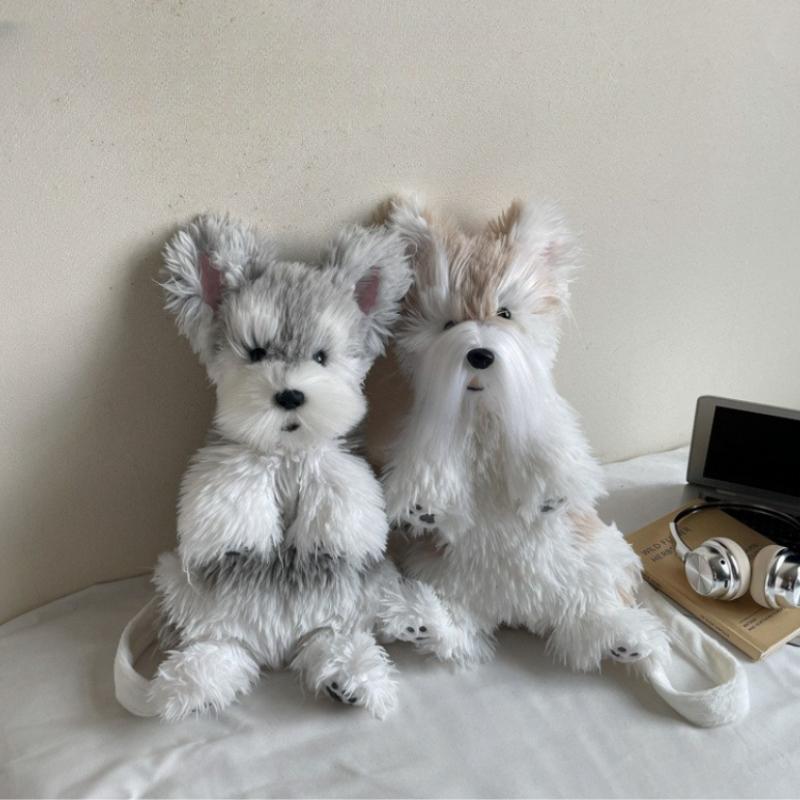 Simulation Storage Bag Messy Schnauzer Dog Backpack Girl Cute and Fashionable Decorative Fabric Soft Comfortable Birthday Gift