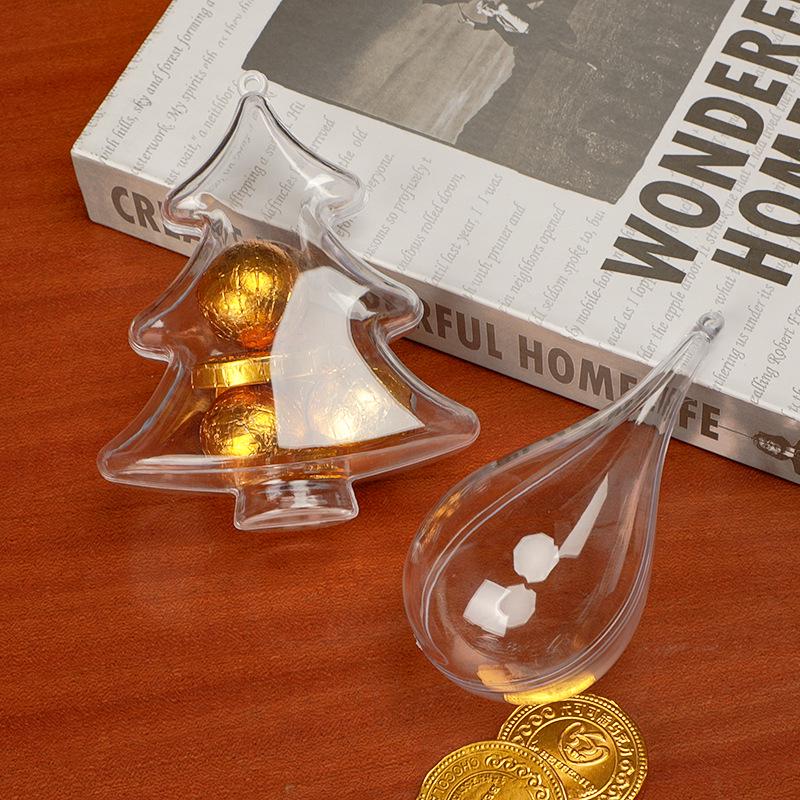 Christmas Heart-Shaped Acrylic Ornament - Transparent Hanging Ball Decoration