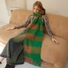 Wool Retro Large Plaid Scarf Women's Warm Soft and Waxy Atmosphere Scarf