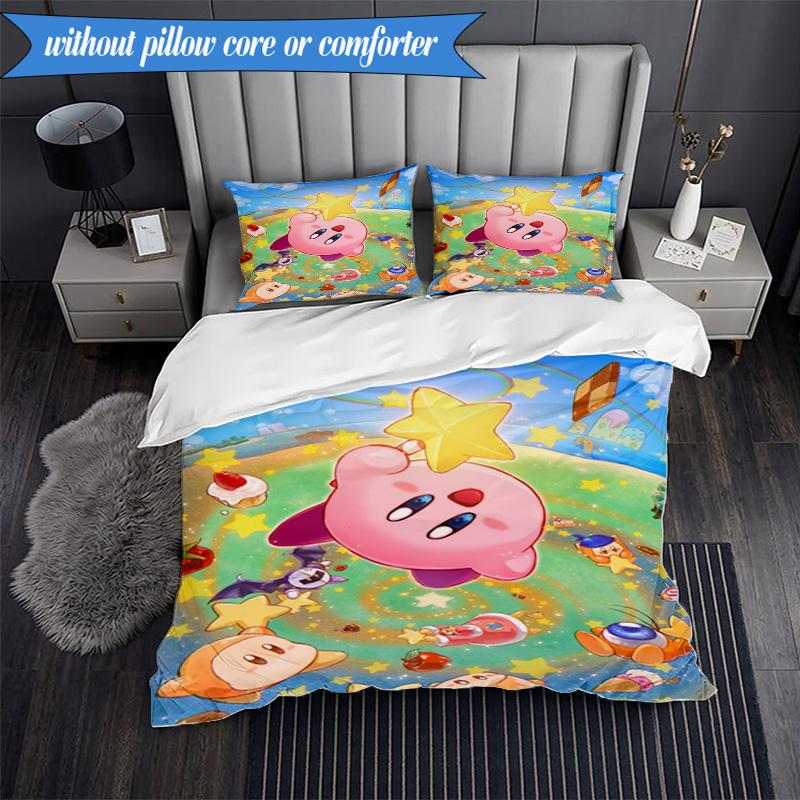 Rosa Pika Muster 3-teiliges K-Pop Musikgruppen Bettwäsche-Set, Ideal für Schlafzimmer, Wohnheim, Enthält Bettbezug und 2 Kissenbezüge, Fan-Geschenke