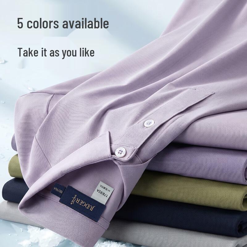 Zhuangji Men's 100% Cotton Business Casual Polo Shirt
