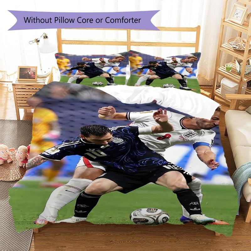 Football Match Player Competition Stadium Print 3 Pieces Duvet Cover Set Soccer Sports Bedding Bedroom Decor Without Pillow Core Comforter