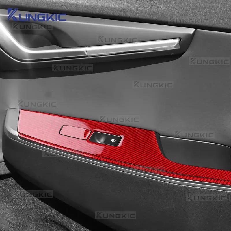 Real Soft Carbon Fiber For KIA EV6 GT EV 2022 2023 2024 2025 2026 LHD RHD Car Window Lift Button Decor Frame Sticker Trim.