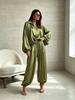 Herfst Satin Casual Set 2026: Dames Lange Mouw Losse Vestjas & Broek