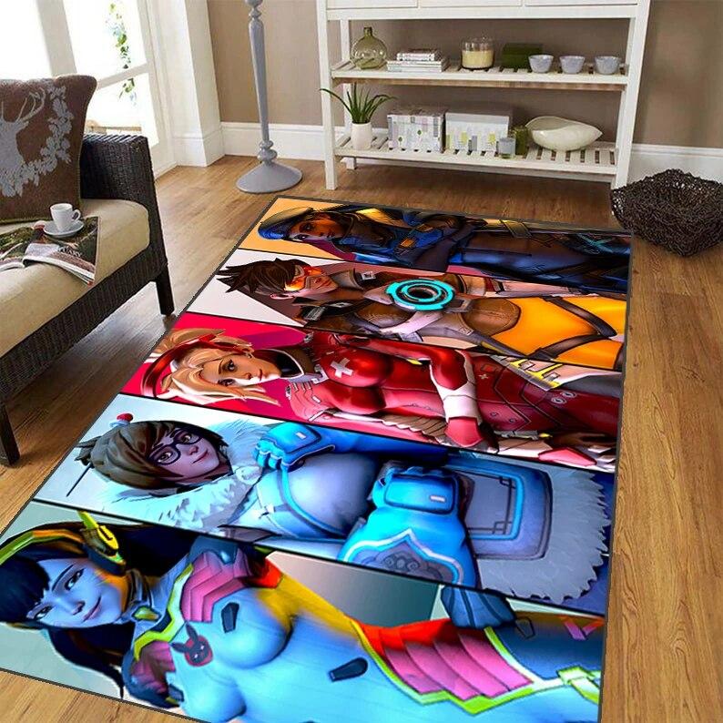 Overwatch Carpet for Living Room,Soft Flannel Rug for Bedroom ,Anti-Slip  BATHROOM Mat,  Baby Play Mat, Anime Rug  Decoracion