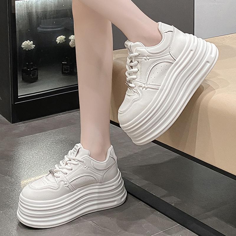 Women 7CM Platform Sneakers Simple Design Shoes Lace Up Casual Comfortable Shoes Trend Female Outdoor High Quality Sneaker 35-40