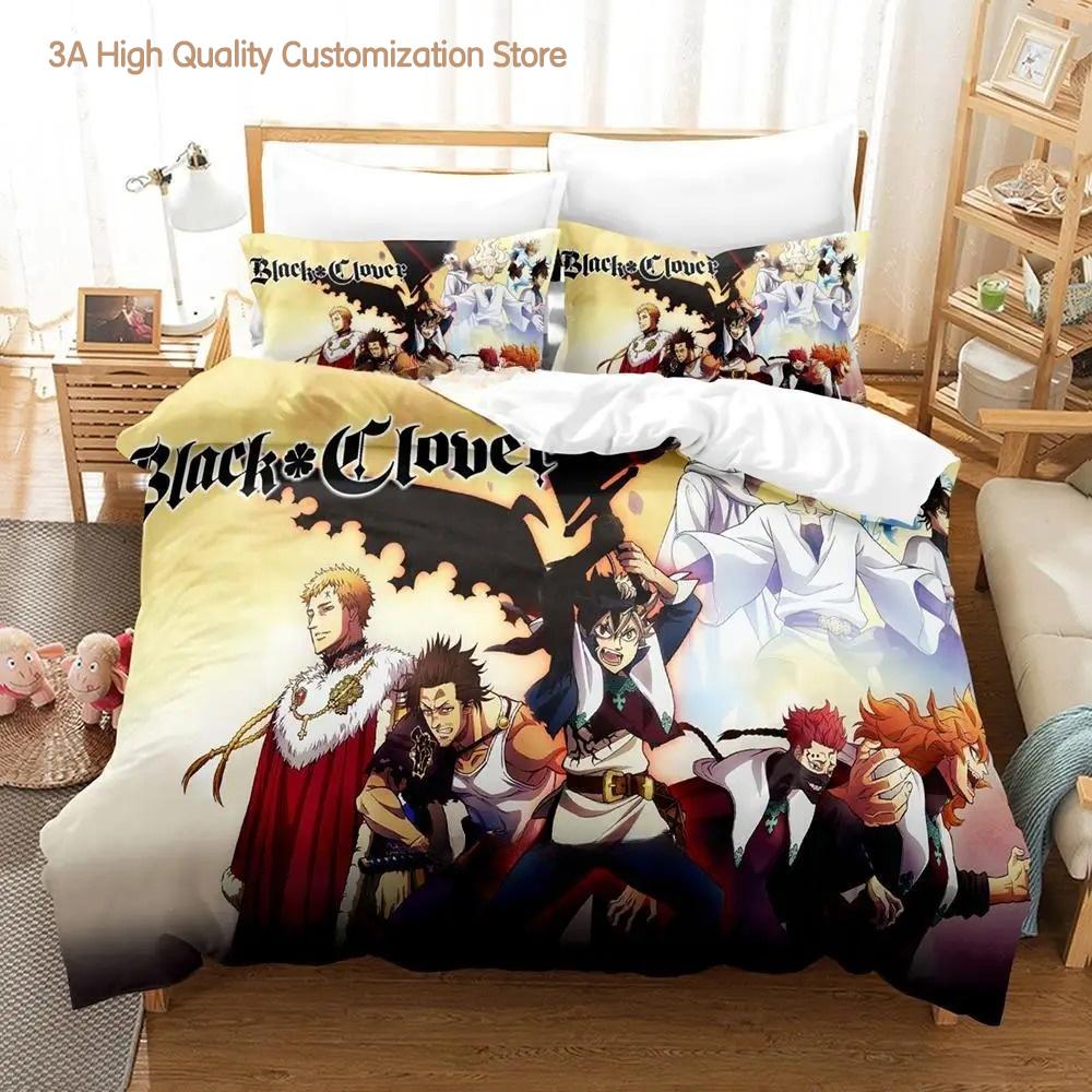 Neues Black Clover Bettwäscheset Einzelbett Doppelbett Full Queen King Size Bettwäscheset Schlafzimmer für Jungen und Erwachsene Bettbezug-Sets 3D Anime Bettlaken-Set