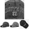 Route 66 Vintage Embroidered Baseball Cap Washed Denim Duckbill Cowboy Hat Sun Hat