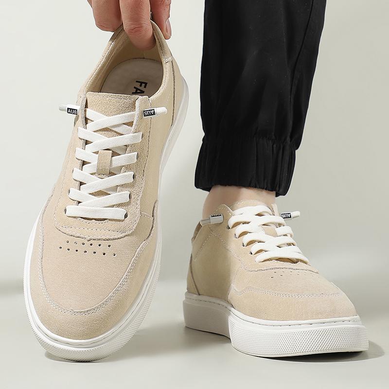 Fashion Classic Suede Leather Mens Walking Shoes Non-slip Simple Skateboard Shoes Fashion Male Outdoor Footwear New Arrival Driving Shoe