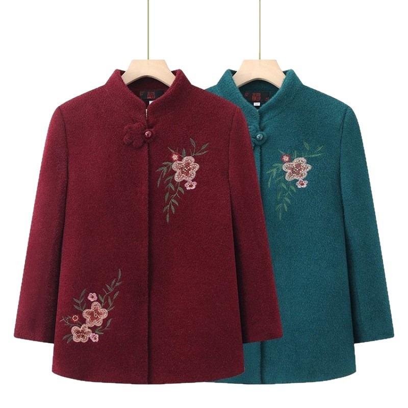 Grandma Autumn and Winter Coat Women's Middle-aged Elderly Mother Clothing Autumn Clothing Fleece Thickened Old Lady Imitation Mink Velvet Clothes