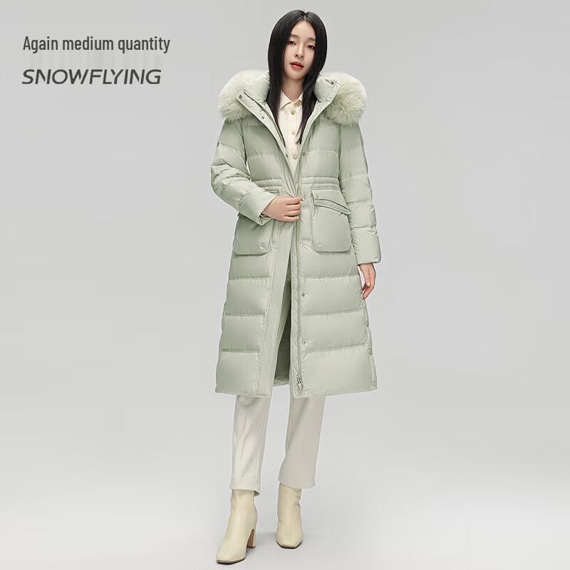 SNOWFLYING Women's Long Winter Down Jacket with Faux Fur Collar
