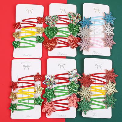 6pcs Christmas Hair Clip Set Girls Kids Christmas Decor Supplies New Year Party Decorations Baby Hair Accessories  Gift