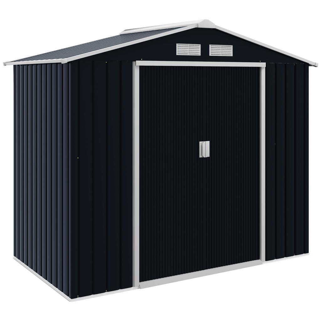 Capanno degli attrezzi con porte scorrevoli 2,13 x 1,30 x 1,85 cm Metallo Grigio Carbone