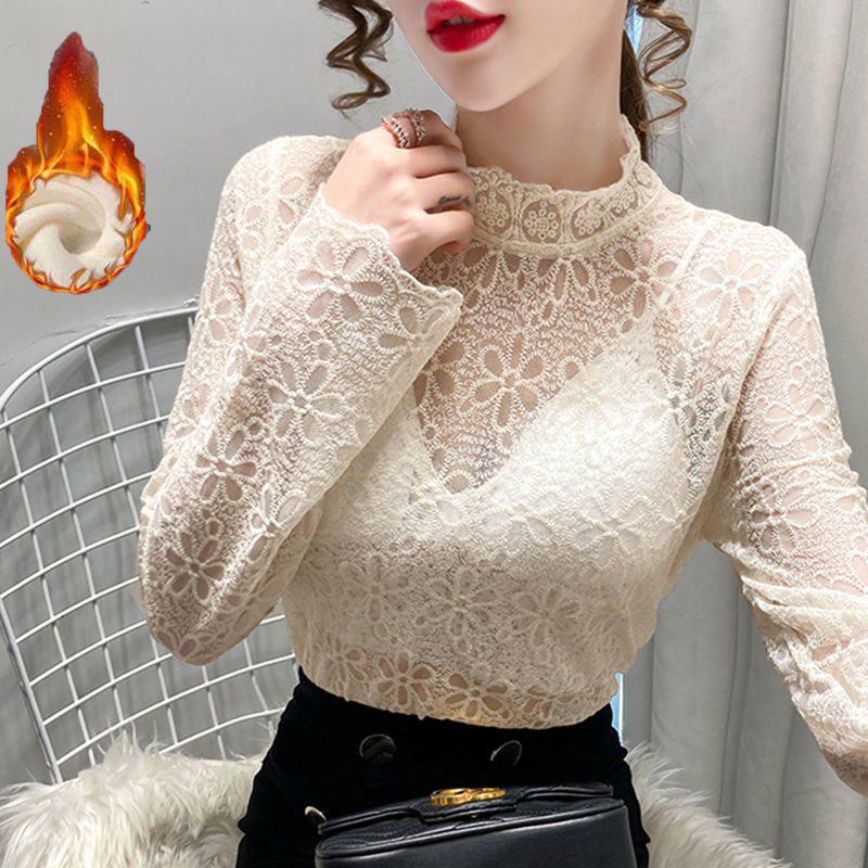Fairy Lace Mesh Blouse - Women's Fashion See-Through Top for Autumn/Winter 2024