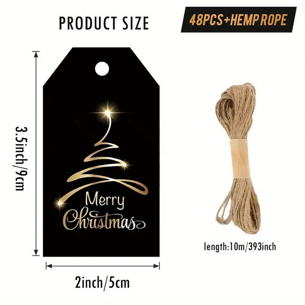 48PCS Hangable Holiday Gift Tag Cards Multicolor Gift Packaging Supplies  For Holiday Decor