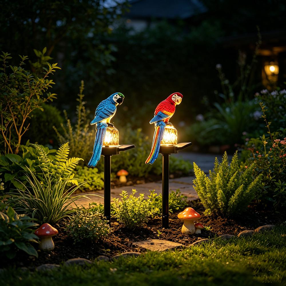 Solar Powered Parrot Garden Light: Waterproof Resin Ornament For Nighttime Holiday Decorations Home Decor Supplies