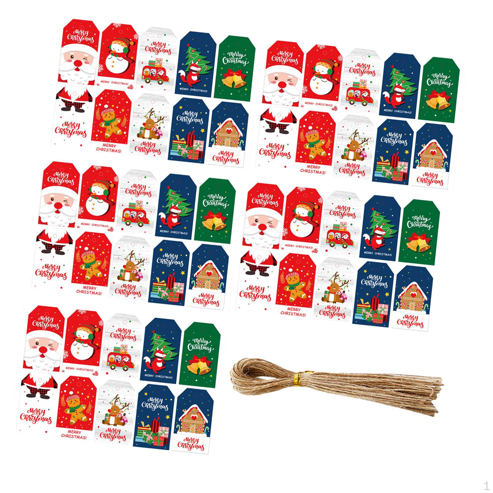 

Рождественские подарочные бирки с веревкой, Санта-Клаус туда и обратно для домашнего изготовления