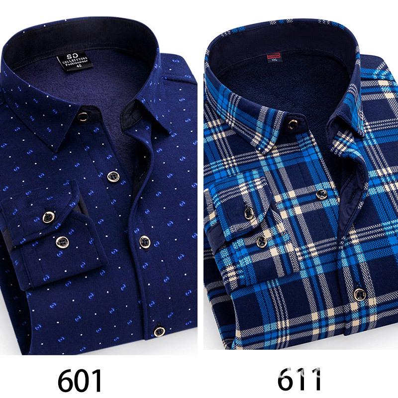 2024 Herren Kariertes Langarm Dickes Warmes Hemd für Herbst und Winter