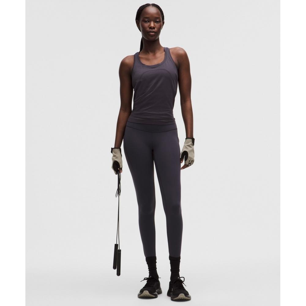 Lululemon Swiftly Tech Racerback Tank Top 2.0  Waist Length Spandex Stripe Atmospheric Purple Coal