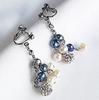 Bijou YASUO Boucles d'oreilles Perle d'eau douce Étincelantes Noir Gris Blanc Pendantes 4cm Cadeau