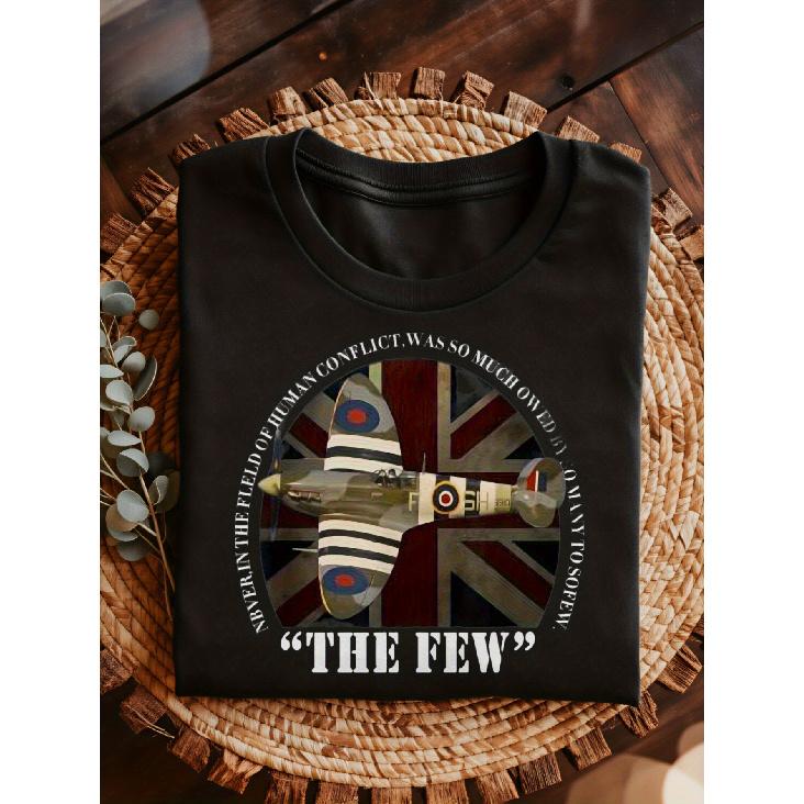 Men s WWII Spitfire RAF Fighter Plane T-Shirt - Vintage British RAF Insignia & Battle of Britain Slogan, 1940 Air Raid Design, Aviation Tee, Casual S чёрный