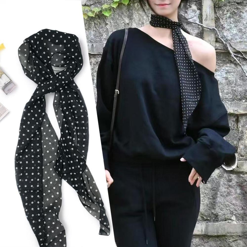 Simple and Versatile Neck Scarf Accessory Brown Polka Dot Printed Scarf