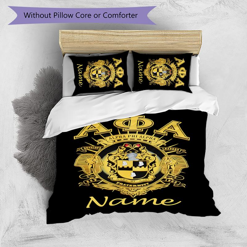 3pcs Custom Name Alpha Phi Alpha Bedding Set Duvet Cover Closure Includes 1 Duvet Cover & 2 Pillowcases for All Seasons Bedroom Decor