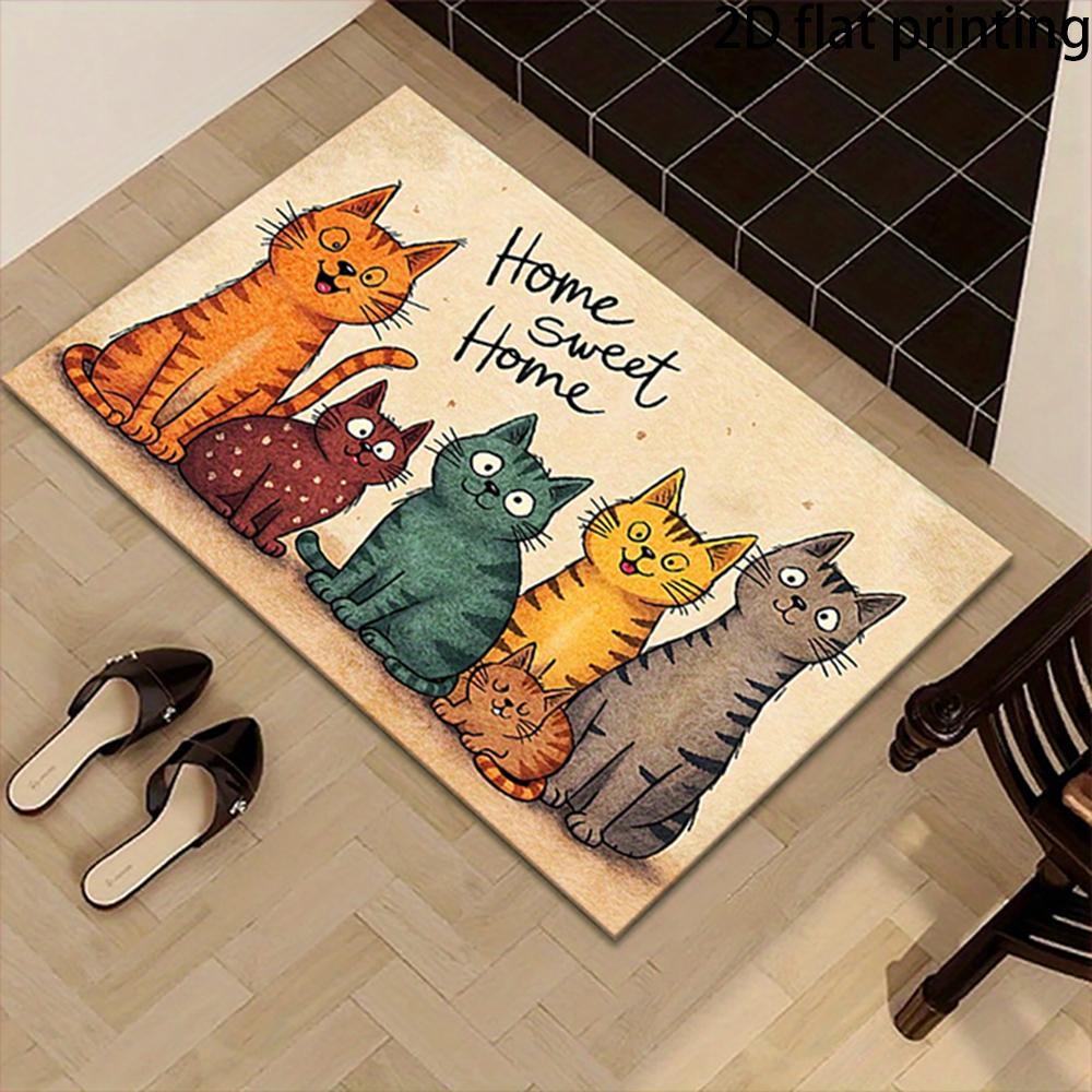 2D Flat-1PC Cute Cat Home Sweet Mat , Welcome mats for home decoration.