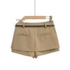 Plus Size European-Style High Waist A-Line Skort with Belt for Women