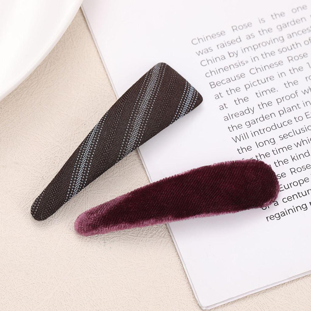 High-End Red Velvet Water-Drop Bangs Hair Clip for Girls - Korean Autumn/Winter Collection